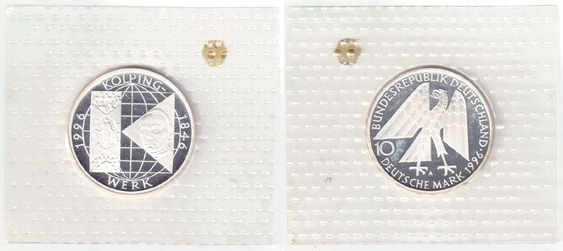 1996 A Germany silver 10 Mark (Kolping) Proof
